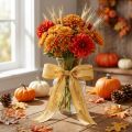 Nastro di seta autunnale con erbe nastro decorativo giallo 25mm 18m | Floristik24.it