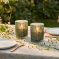 Lanterna decorativa in vetro con motivo prato verde bianco H12,5 cm 2 pezzi | Floristik24.it