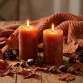 Candele a colonna color arancio scuro, 85x120 mm, 2 pezzi, tinte in massa, decorative e accoglienti | Floristik24.it