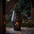 Lanterna sospesa in metallo color antracite con stelle – Ø18,5 cm, altezza 50 cm – elegante illuminazione per interni ed esterni | Floristik24.it
