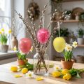 Appendino decorativo Uova di Pasqua craquelure giallo/rosa/rosso Ø15cm 3 pz | Floristik24.it