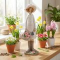 Statuine decorative giardiniere, donna decorativa con fiori, bianco rosa, H21cm | Floristik24.it