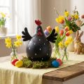 Pollo decorativo decorazione in legno nero gallina decorazione pasquale in legno H13cm | Floristik24.it