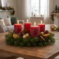 Candele a colonna rosso scuro tinta unita 70x80mm, set da 4 - Decorazioni per candele dell'Avvento | Floristik24.it