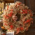Corona decorativa di fiori secchi corona di fiori arancione crema Ø25cm | Floristik24.it