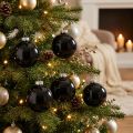 Palle di Natale palline di vetro nere per albero lucide Ø7,5 cm 12 pezzi | Floristik24.it
