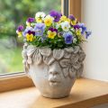 Vaso da fiori con testa di pianta in cemento effetto testa di ragazza H13,5cm | Floristik24.it