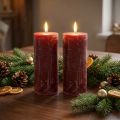 Candele a colonna rosso scuro effetto marmo, 85x200 mm, set da 2 – lunga durata di combustione per romanticismo e festività | Floristik24.it
