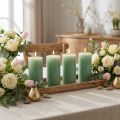 Candele a colonna verde giada, tinte in massa, candele decorative di alta qualità 70x120 mm, elegante decorazione da tavola e idea regalo, set da 4 | Floristik24.it