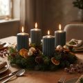 Candele a colonna antracite, candele scanalate, 70/90 mm, set da 4, decorazioni dell'Avvento | Floristik24.it