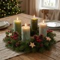 Set di candele a colonna, 3 colori, verde, candele in tinta unita, decorazione da tavola, 70x120 mm, 12 pezzi | Floristik24.it
