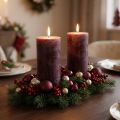 Candele a colonna di lusso color bordeaux, set da 2, tinta unita, 85x200 mm, per uso romantico e decorativo | Floristik24.it