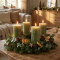 Candele a colonna verde oliva tinta unita 60×100 mm, set da 4, stile country, boho, Avvento | Floristik24.it