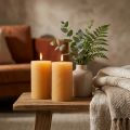 Candele a colonna colorate, color miele, set da 2, 85×150 mm, lunga durata di combustione, creano un'atmosfera accogliente, decorazione da tavola | Floristik24.it