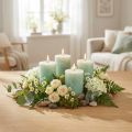 Candele tinta unita verde chiaro 60x80mm 4 pz | Floristik24.it