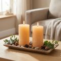 Candele albicocca candeline colore chiaro 85×150mm 2pz | Floristik24.it