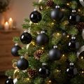 Mini palla per albero di Natale, mix di decorazioni per albero, palline di Natale nere H4,5 cm Ø4 cm vero vetro 24 pz | Floristik24.it