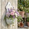 Ciotola da parete shabby chic in metallo semicircolare bianca 24 cm × 10 cm × 47 cm | Floristik24.it