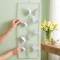 Farfalla Hanging Art Spring Metallo Wall Art Shabby Chic Bianco Argento H47.5cm | Floristik24.it