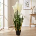 Canna palustre in vaso Pianta artificiale in vaso Crema, Verde 79 cm | Floristik24.it