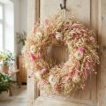 Ghirlanda decorativa, ghirlanda di avena, ghirlanda naturale, fiori di paglia, rosa, Ø29cm | Floristik24.it