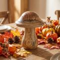 Fungo di legno con scanalature Fungo decorativo autunnale legno di mango naturale 10×Ø8cm | Floristik24.it