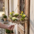Ghirlanda in legno da appendere con gancio in legno di betulla Ø35cm - Decorazione naturale per la primavera, macramè, fiori ed erbe aromatiche | Floristik24.it
