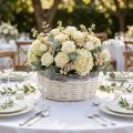 Cestino rotondo decorativo, bianco e marrone, Ø29cm, fioriera intrecciata, regalo, decorazione per matrimoni | Floristik24.it