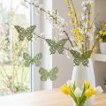 Appendino decorativo farfalla verde glitter 8 cm 12 pz | Floristik24.it