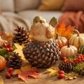 Decorazione autunnale, decorazione a forma di uccello, pigna, statuetta di uccello, autunno, H19cm | Floristik24.it