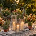 Lanterna da giardino, in metallo, a vento, Ø8,5 cm, H23/18,5/14,5 cm, set da 3 pezzi | Floristik24.it