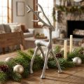 Decorazione a forma di renna, figura di cervo in metallo grigio argilla ottica H27,5cm | Floristik24.it
