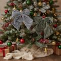 Fiocco decorativo da appendere, fiocco natalizio, velluto, a coste, 24 cm, 2 pezzi | Floristik24.it