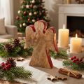Figura di angelo decorazione legno rosso, natura 15cm | Floristik24.it