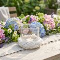 Lanterna in vetro macramè intrecciato bianco Ø13cm H10cm | Floristik24.it