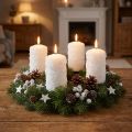 Set di candele dell'Avvento, design a palla di neve, bianche – candele a colonna 100/60 mm per corona dell'Avvento e decorazioni natalizie, confezione da 4 | Floristik24.it