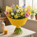 Polsino di carta velina fiore di carta a quadretti gialli 25 cm 100 m | Floristik24.it