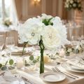 Elegante bouquet da sposa decorativo con perle e strass, fiori artificiali, bouquet di fiori di seta, decorazione nuziale bianca e crema, 29 cm | Floristik24.it