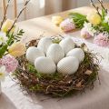 Uova di Pasqua in ceramica Uovo decorativo con scanalature Bianco Grigio 5×6cm 6pz | Floristik24.it