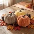 Decorazione a forma di zucca, autunnale, gialla, marrone, arancione, Ø13cm, H11.5cm, 3 pezzi | Floristik24.it