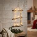 Decorazione murale natalizia con lucine micro LED, piccoli fiocchi di neve in legno e rami innevati H150cm | Floristik24.it