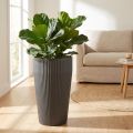 Vaso da terra in plastica antracite Ø28cm H46,5cm | Floristik24.it