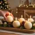 Candele a sfera color crema, 60 mm, set da 16, candele natalizie, atmosfera festosa, marchio di qualità RAL | Floristik24.it