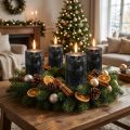 Candele a colonna nere solide 70×80 mm, set da 4 - Eleganti candele decorative per corone dell'Avvento e Halloween | Floristik24.it