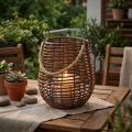 Lanterna decorativa, decorazione candela con manico, lanterna in cestino Ø23cm H27cm | Floristik24.it