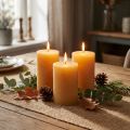 Candele a colonna colorate, color miele, 60×100 mm, 4 pezzi - Decorazione naturale per la tavola | Floristik24.it