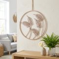 Decorazione da parete "Felce" in metallo oro rosa da appendere, elegante anello decorativo, design moderno, Ø52cm | Floristik24.it