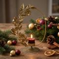Portacandela oro deco anello fiori coni H29.5cm | Floristik24.it