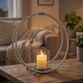 Lanterna portacandele in metallo vetro argento Ø33cm | Floristik24.it