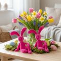 Coniglio decorativo seduto come elemento decorativo primaverile per soggiorno o ufficio, 22 cm, 2 pezzi | Floristik24.it